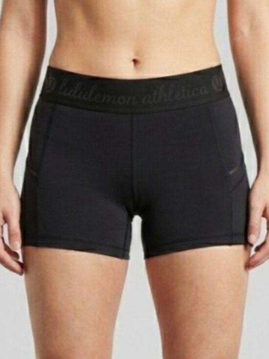 NWOT New Lululemon What The Sport Shorts Black Luxtreme Mid Rise 3" Size 4 - Picture 9 of 10